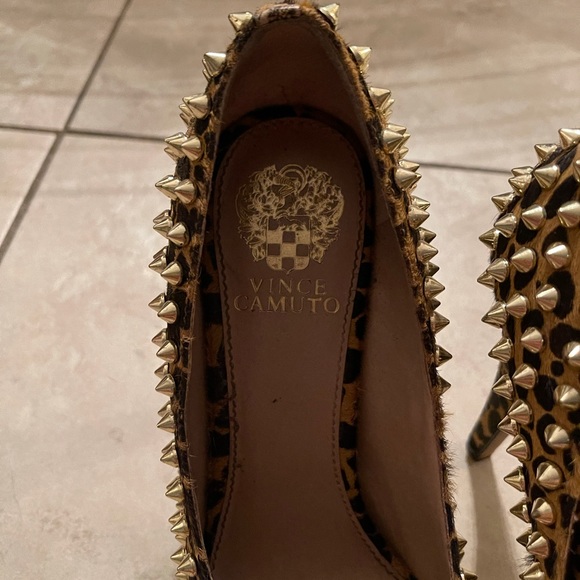 Vince Camuto Leopard Print Studded Platform Heel - Picture 2 of 7